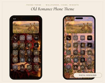 Motyw telefonu Old Romance, ikony aplikacji, widżety i tapety, obraz olejny na iPhone'a i Androida (pobieranie cyfrowe)