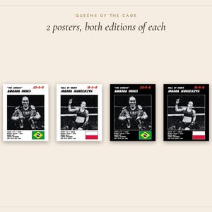 Póster doble de MMA / Reinas de la jaula / Amanda Nunes, Joanna Jedrzejczyk / Arte mural de lucha / Descarga digital imagen 4