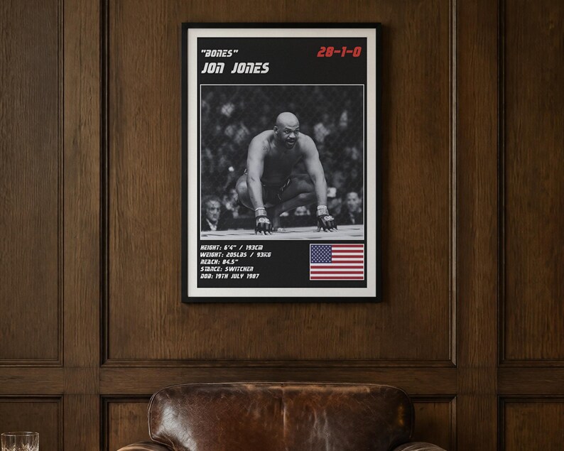 Jon Jones MMA Poster | Bones Fight Wall Art Print | Black and White Editions | Digital Download image 2