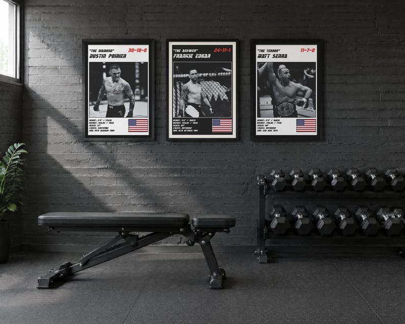 MMA Poster Set of 3 | Lightweight Wars | Dustin Poirier, Frankie Edgar, Matt Serra | Fight Wall Art | Digital Download image 2