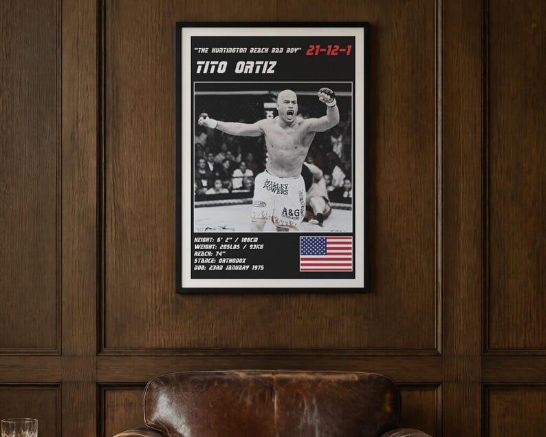 Tito Ortiz MMA Poster | Gym Wall Art Print | White and Black Editions | Digital Download image 2