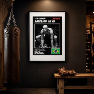 アンダーソン・シウバ MMA ポスター | ジム用ウォールアートプリント | 白黒版 | デジタルダウンロード 画像 3