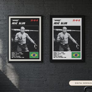 Jose Aldo MMA Poster | Gym Wall Art Print | White and Black Editions | Digital Download image 1