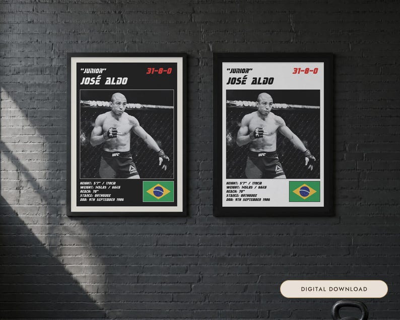 Jose Aldo MMA Poster | Gym Wall Art Print | White and Black Editions | Digital Download image 1