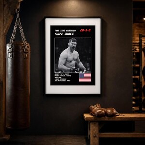 Stipe Miocic MMA Poster | Two Time Champion Fight Wall Art Print | Black and White Editions | Digital Download image 3