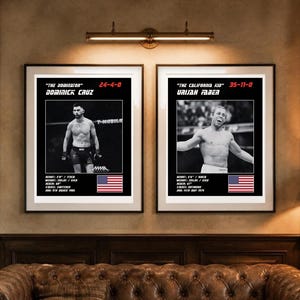 Pósteres de MMA / Rivales de peso gallo / Dominick Cruz, Urijah Faber / Arte mural de peleas / Descarga digital imagen 3