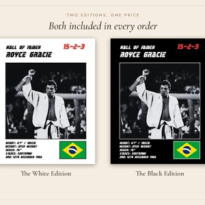 Royce Gracie MMA Poster | Hall of Famer Fight Wall Art Print | Black and White Editions | Digital Download image 5