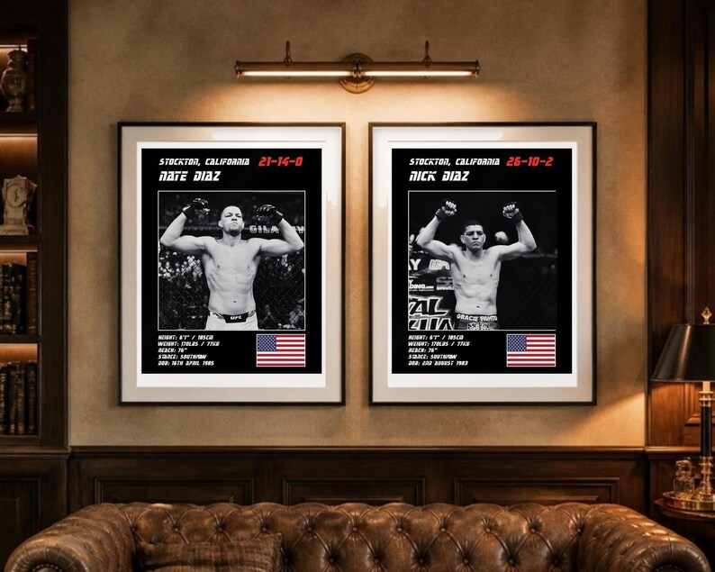 MMA Poster Pair | The Stockton Brothers | Nate Diaz, Nick Diaz | Fight Wall Art | Digital Download image 3