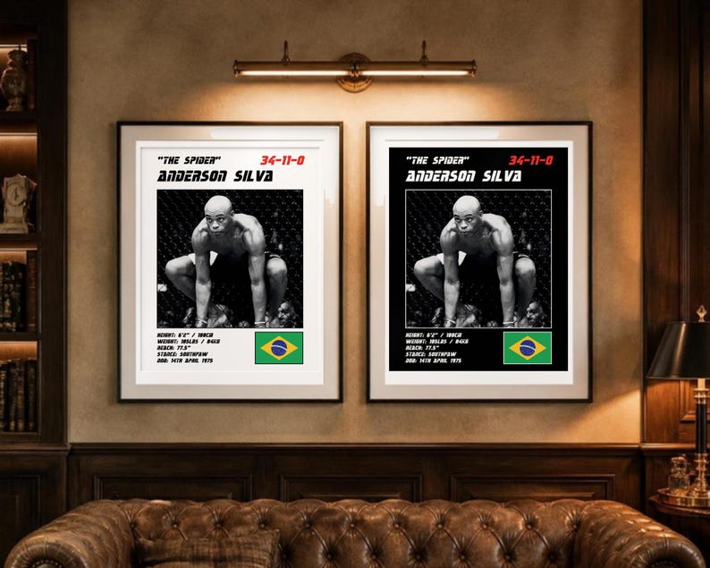 アンダーソン・シウバ MMA ポスター | ジム用ウォールアートプリント | 白黒版 | デジタルダウンロード 画像 4