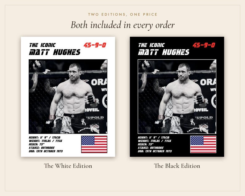Poster di Matt Hughes per MMA / Stampa artistica da parete per palestra / Edizioni in bianco e nero / Download digitale immagine 5