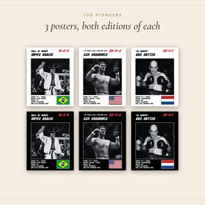 MMA Poster Set of 3 | The Pioneers | Royce Gracie, Ken Shamrock, Bas Rutten | Fight Wall Art | Digital Download image 4