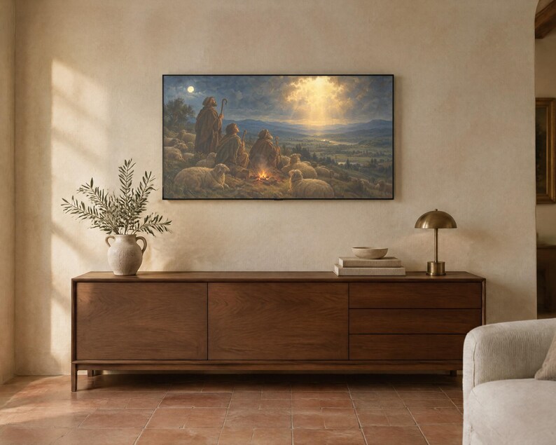 Frame TV Art: Os Pastores, Presépio de Natal - Pintura a Óleo (Download Digital) imagem 2