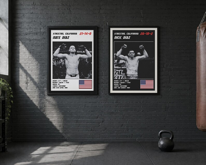 MMA Poster Pair | The Stockton Brothers | Nate Diaz, Nick Diaz | Fight Wall Art | Digital Download image 2