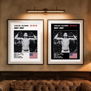 Plakat MMA Nate'a Diaza | Grafika ścienna do walki w Stockton | Edycje czarno-białe | Pobieranie cyfrowe zdjęcie 4