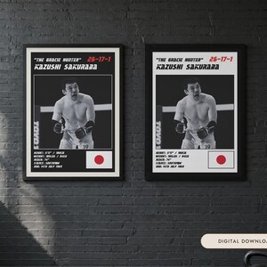 Kazushi Sakuraba MMA Poster | The Gracie Hunter Fight Wall Art Print | Black and White Editions | Digital Download image 1
