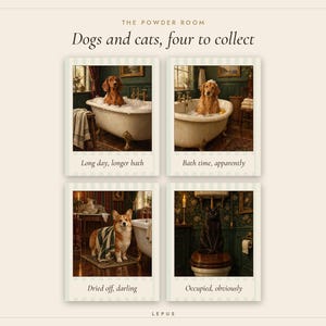 Dachshund Bathroom Wall Art, Funny Vintage Oil Painting Print, Sausage Dog Gift (Digital Download) image 8