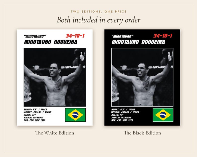 Minotauro Nogueira MMA Poster | Minotauro Fight Wall Art Print | Black and White Editions | Digital Download image 5
