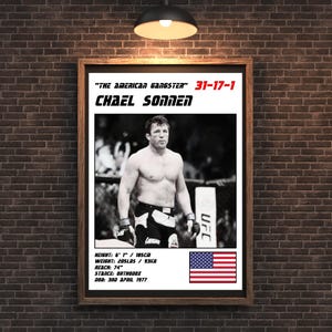 MMA Digital UFC Fighter Print - Chael The American Gangster Sonnen White Wall Poster | Iconic Artwork for Sports Fans