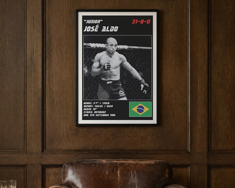 Jose Aldo MMA Poster | Gym Wall Art Print | White and Black Editions | Digital Download image 2