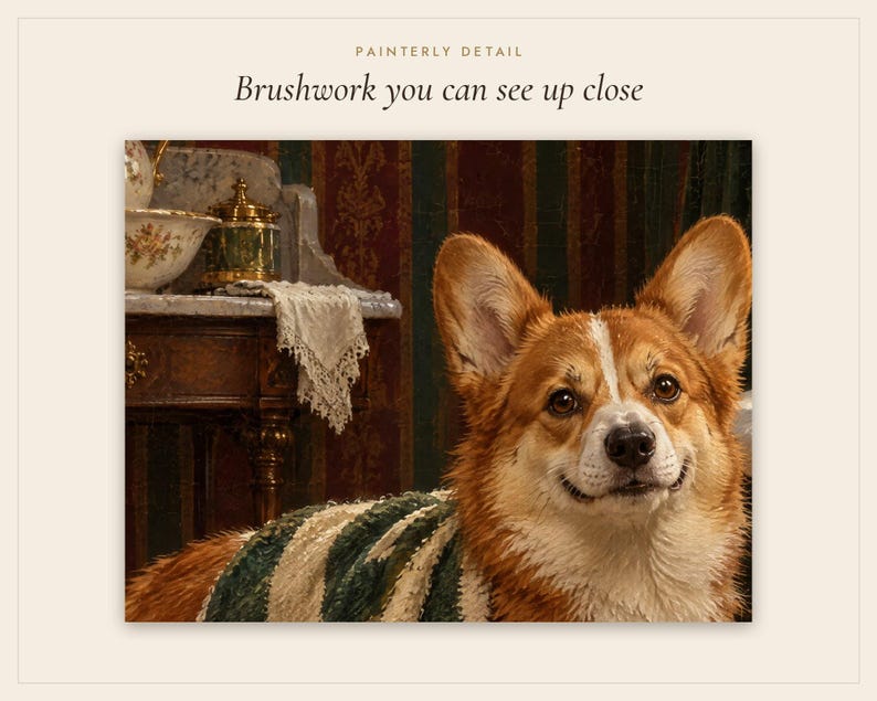 Corgi Bathroom Wall Art, Funny Vintage Oil Painting Print, Corgi Gift (Digital Download) image 5