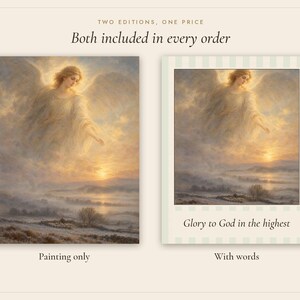 Christmas Angel Print, Vintage Oil Painting, Glory to God Wall Art (Digital Download) image 3