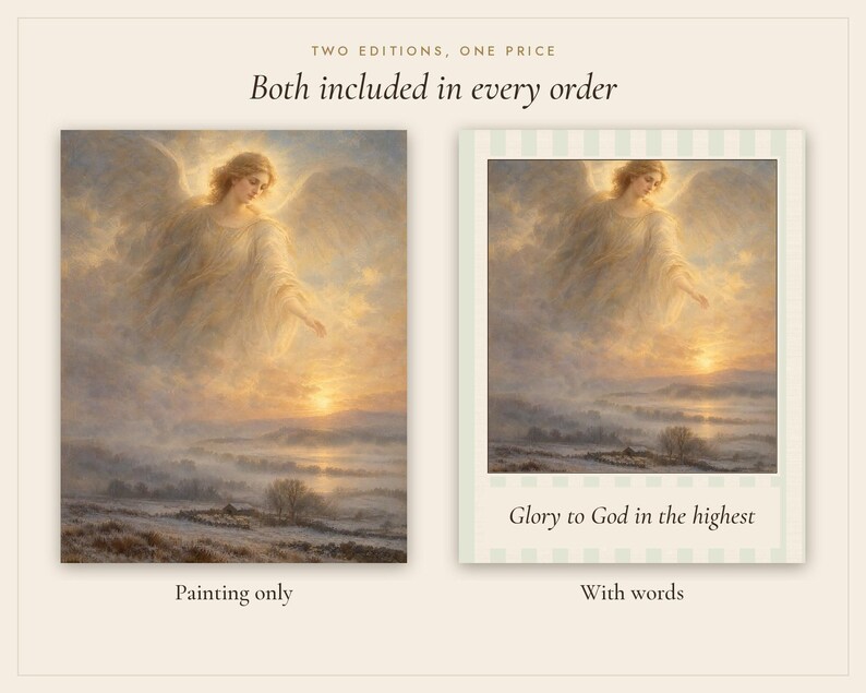 Christmas Angel Print, Vintage Oil Painting, Glory to God Wall Art (Digital Download) image 3