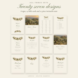Painted Olive Wedding Suite Bundle, Seating Chart, Welcome Sign, Invitation, Table Numbers, Menu, Editable Canva Templates image 3