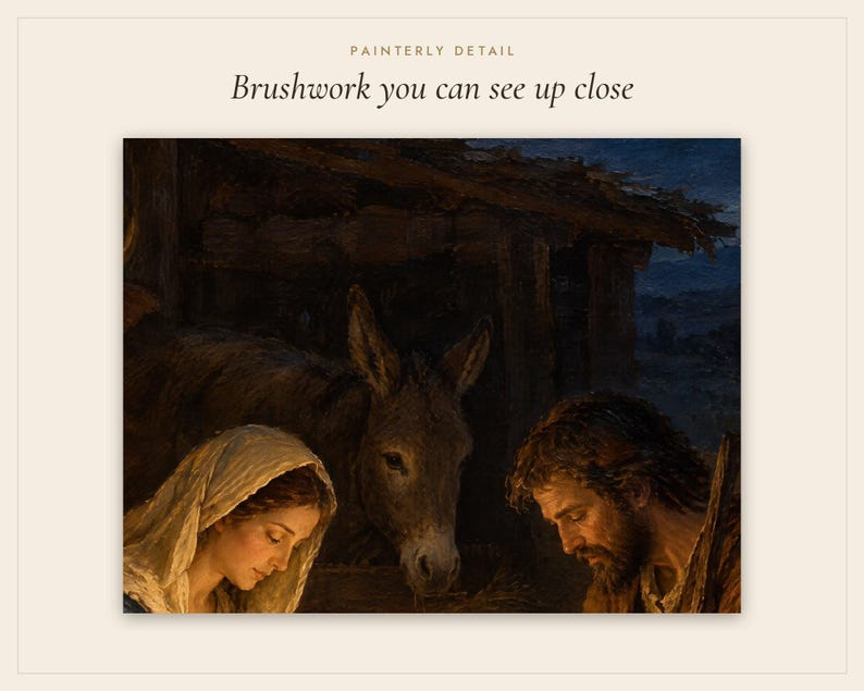 Nativity Print, Vintage Christmas Oil Painting, Christian Wall Art (Digital Download) image 5