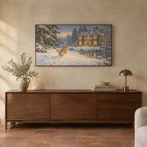 Christmas Frame TV Art Set of 4, Dogs and Cats Oil Paintings (Digital Download) image 2
