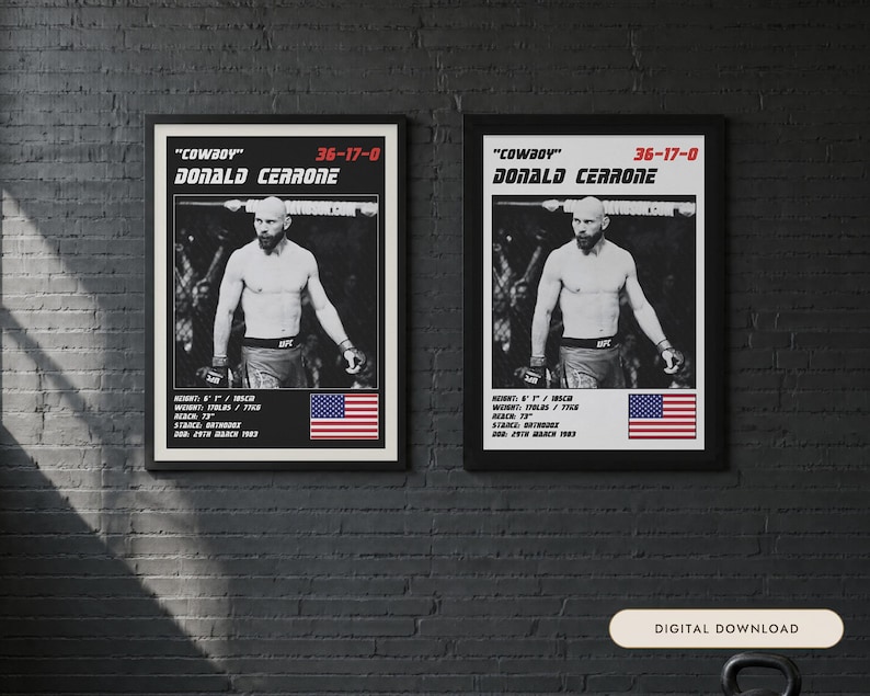 Donald Cerrone MMA Poster | Gym Wall Art Print | White and Black Editions | Digital Download image 1