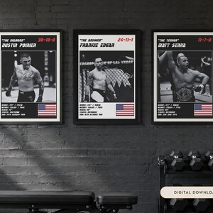 MMA Poster Set of 3 | Lightweight Wars | Dustin Poirier, Frankie Edgar, Matt Serra | Fight Wall Art | Digital Download image 1