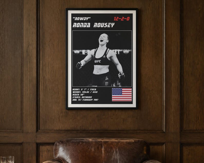 Ronda Rousey MMA Poster | Gym Wall Art Print | White and Black Editions | Digital Download image 2