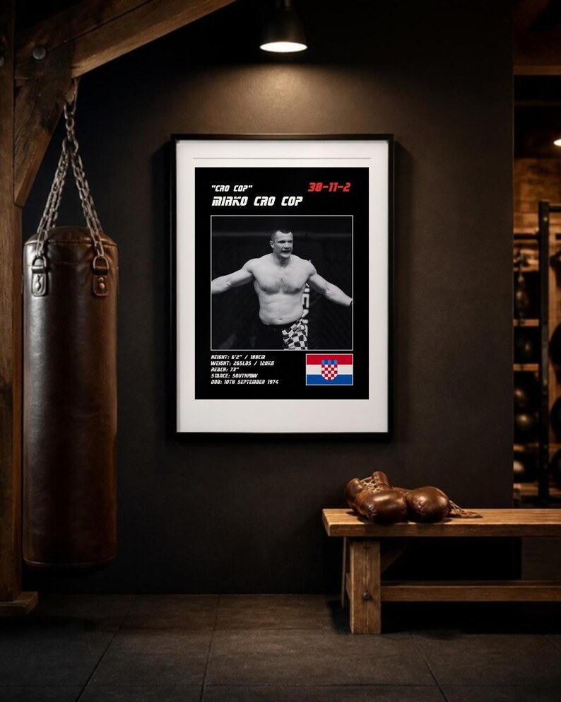 Mirko Cro Cop MMA Poster | Cro Cop Fight Wall Art Print | Black and White Editions | Digital Download image 3