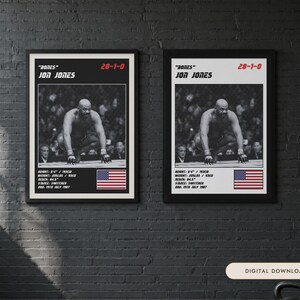 Jon Jones MMA Poster | Bones Fight Wall Art Print | Black and White Editions | Digital Download image 1