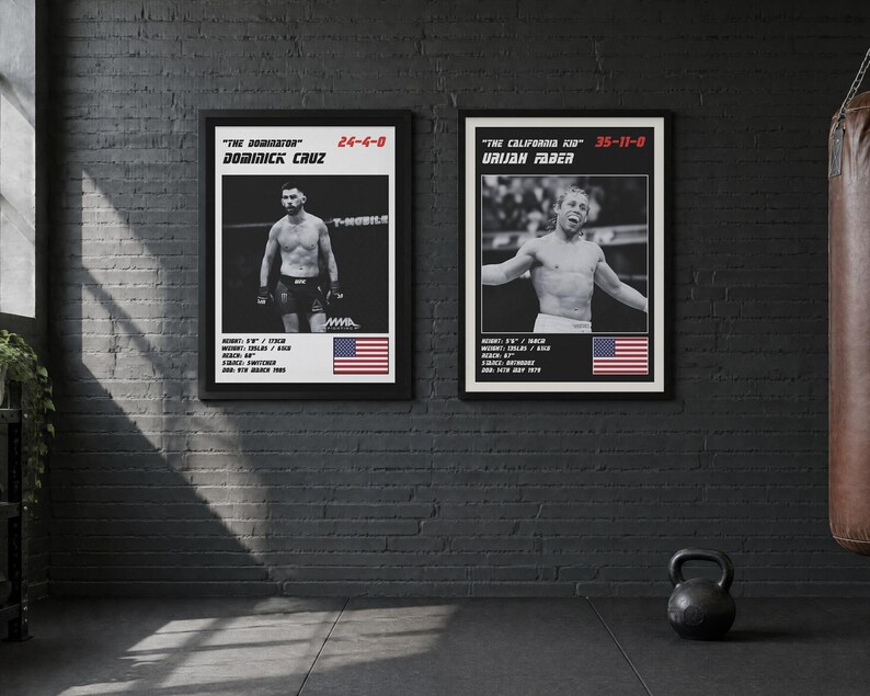 Pósteres de MMA / Rivales de peso gallo / Dominick Cruz, Urijah Faber / Arte mural de peleas / Descarga digital imagen 2