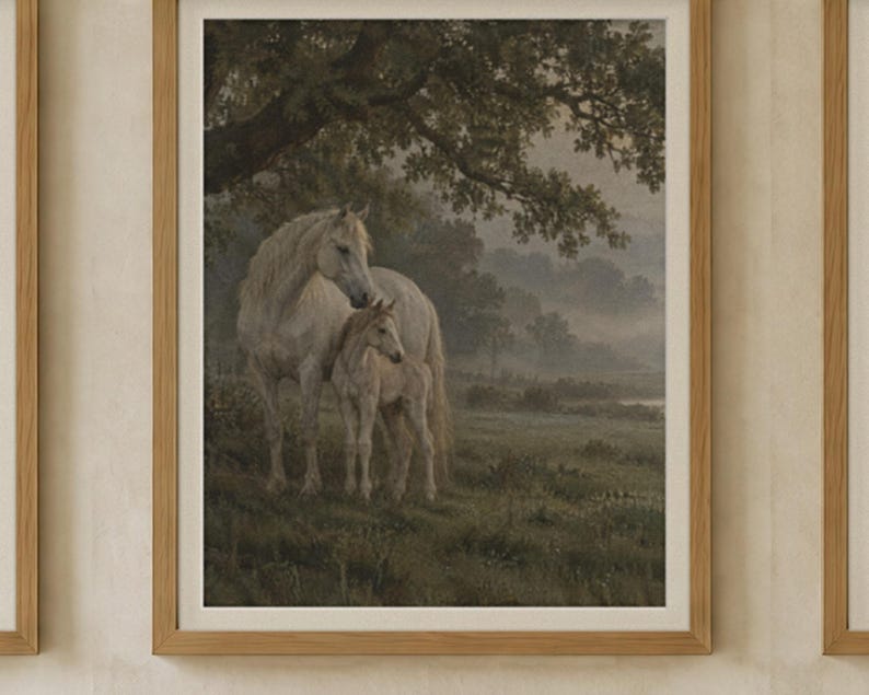 Equestrian Gallery Wall Set of 9 | Antique Horse Oil Painting Prints | Old Money Wall Art Bundle | Printable Digital Download image 2