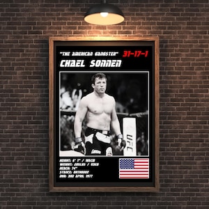MMA Digital UFC Fighter Print - Chael The American Gangster Sonnen Black Wall Poster | Iconic Artwork for Sports Fans