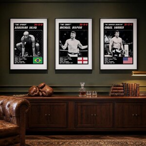MMA Poster Set of 3 | The Middleweight Masters | Silva, Bisping, Sonnen | Gym Wall Art Bundle | Digital Download image 3