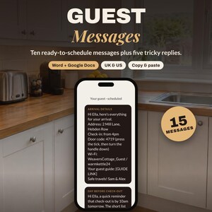 Airbnb Guest Message Templates | 10 Host Messages + 5 Replies | Check In, Check Out, Review Reply | Vacation Rental | Word Google Docs