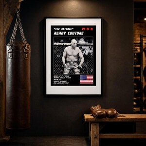 Randy Couture MMA Poster | Gym Wall Art Print | White and Black Editions | Digital Download image 3