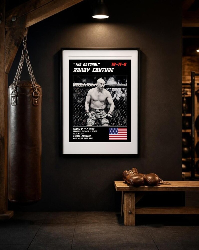 Randy Couture MMA Poster | Gym Wall Art Print | White and Black Editions | Digital Download image 3