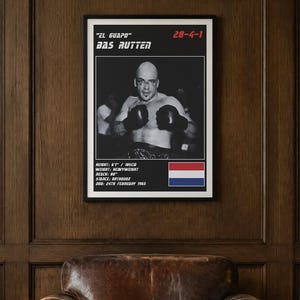 Plakat MMA Basa Ruttena | Grafika ścienna do walki El Guapo | Edycje czarno-białe | Pobieranie cyfrowe zdjęcie 2