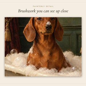Dachshund Bathroom Wall Art, Funny Vintage Oil Painting Print, Sausage Dog Gift (Digital Download) image 5