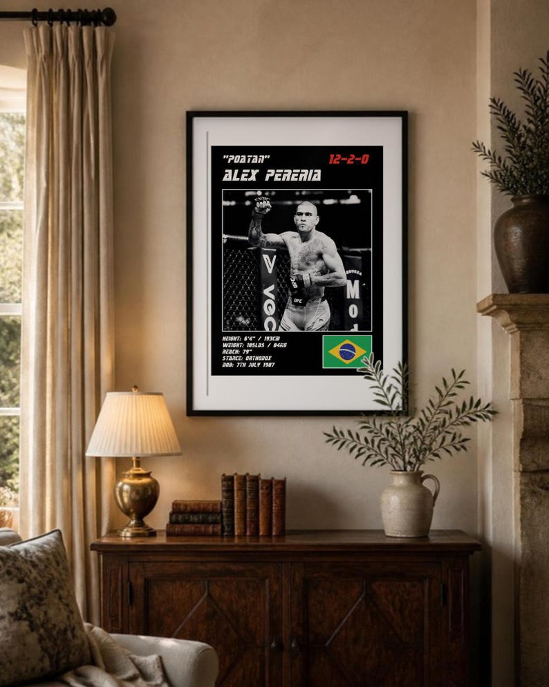 Alex Pereira MMA Poster | Gym Wall Art Print | White and Black Editions | Digital Download image 3