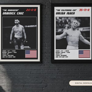 MMA Poster Pair | Bantamweight Rivals | Dominick Cruz, Urijah Faber | Fight Wall Art | Digital Download