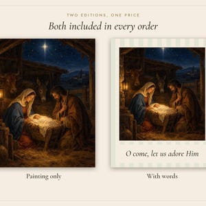 Nativity Print, Vintage Christmas Oil Painting, Christian Wall Art (Digital Download) image 3