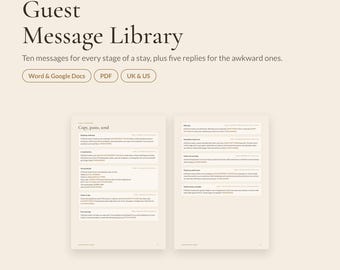 Airbnb Guest Message Templates | 10 Host Messages + 5 Replies | Check In, Check Out, Review Reply | Vacation Rental | Word Google Docs