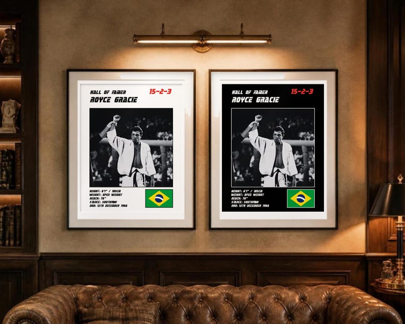 Royce Gracie MMA Poster | Hall of Famer Fight Wall Art Print | Black and White Editions | Digital Download image 4
