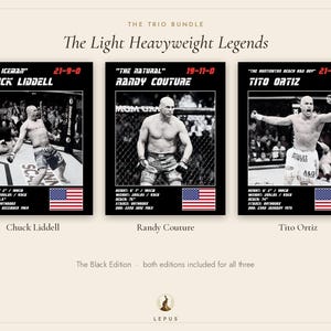 MMA Poster Set of 3 | The Light Heavyweight Legends | Liddell, Couture, Ortiz | Gym Wall Art Bundle | Digital Download image 5