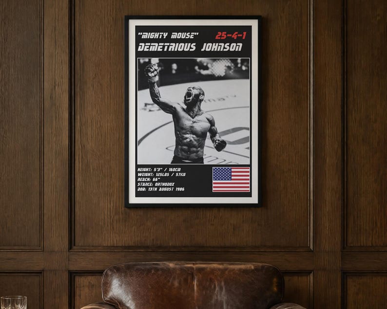 Demetrious Johnson MMA Poster | Gym Wall Art Print | White and Black Editions | Digital Download image 2